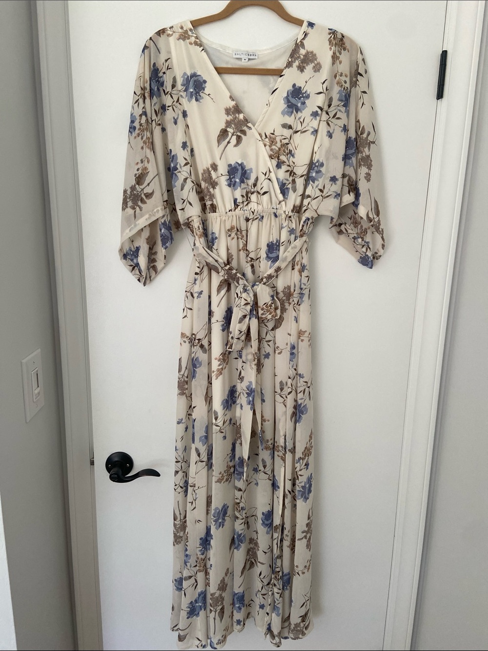 Baltic Born Cream Maxi Dress with Blue and Brown Floral Print